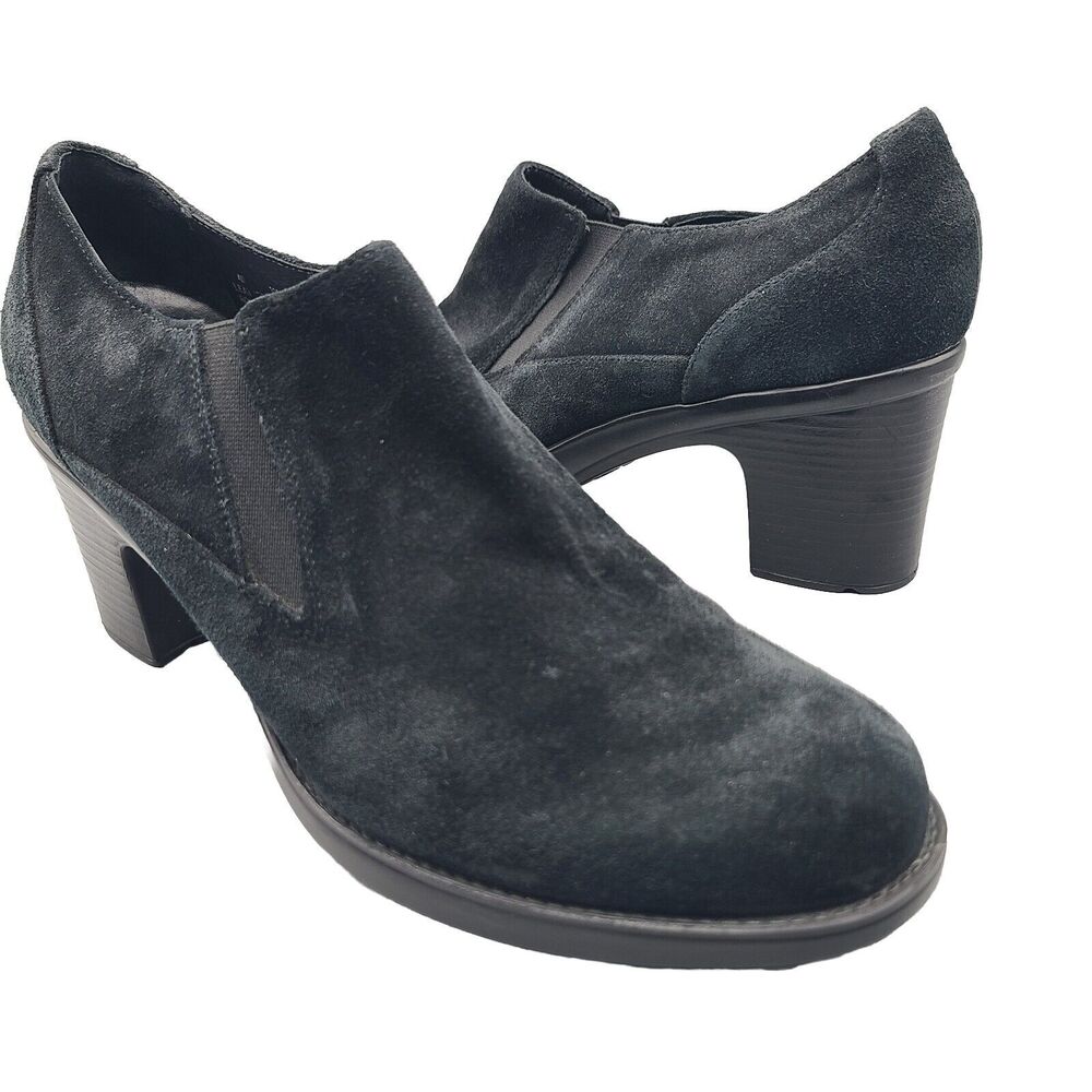 Dansko Women's Shoes Ankle Booties Sz 40 9.5-10 Black Suede Slip-on Pump Heel
